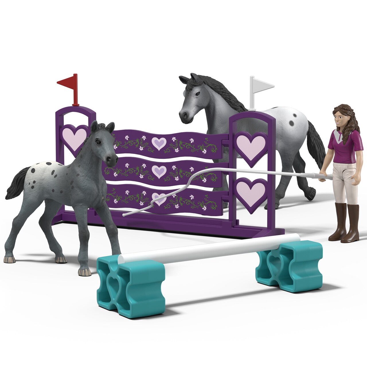 Schleich Horse Club: Lisa's Tournament Training - 7pc Playset, Posable Rider, Foal & Horse Figures, Obstacle-Racing Practice Toy Accessories, Kids 4+
